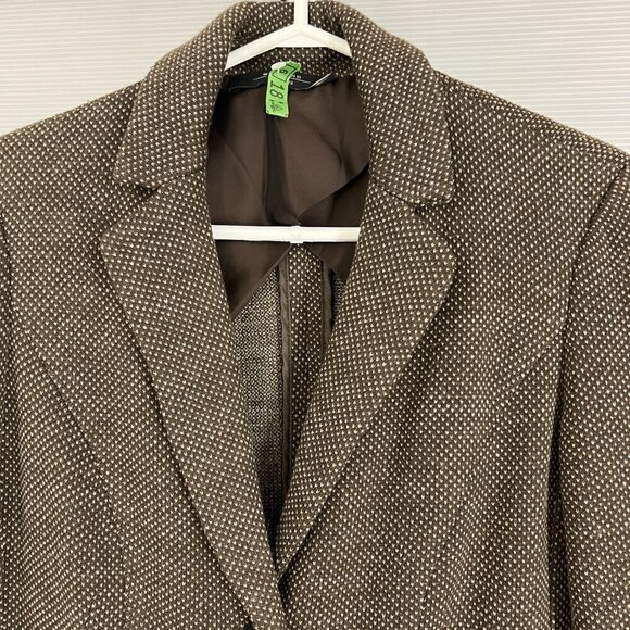 MaxMara Weekend Wool Blend Brown Cream Pattern Unconstructed 2Button Blazer Sz S - Picture 2 of 15